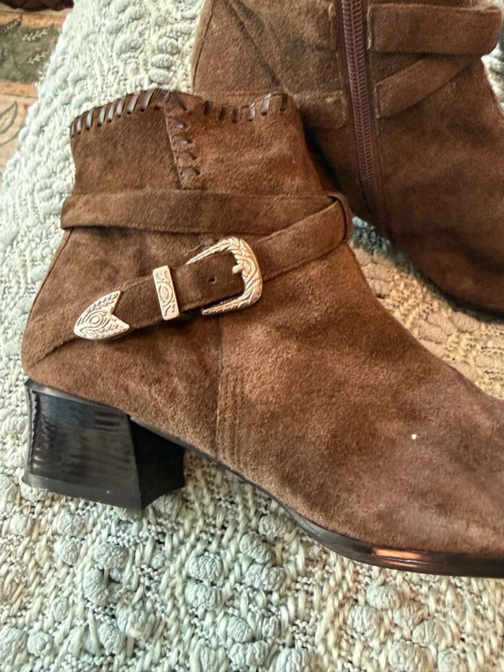 Newport News Brown Suede Western Ankle Boots Size 8B